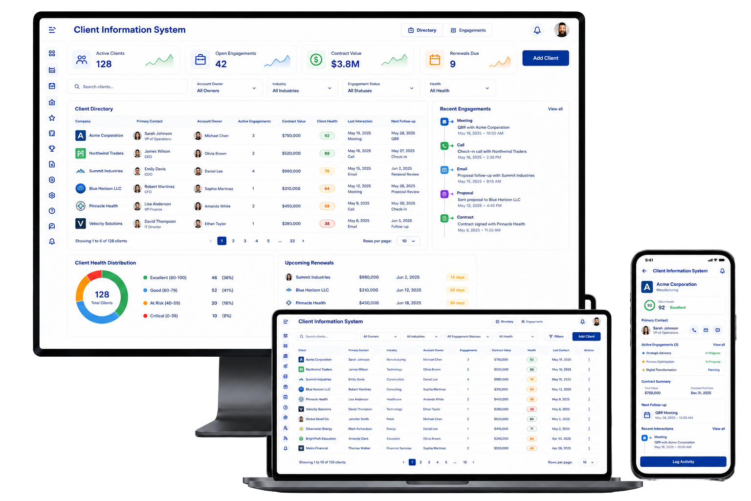 Client Information Portal dashboard
